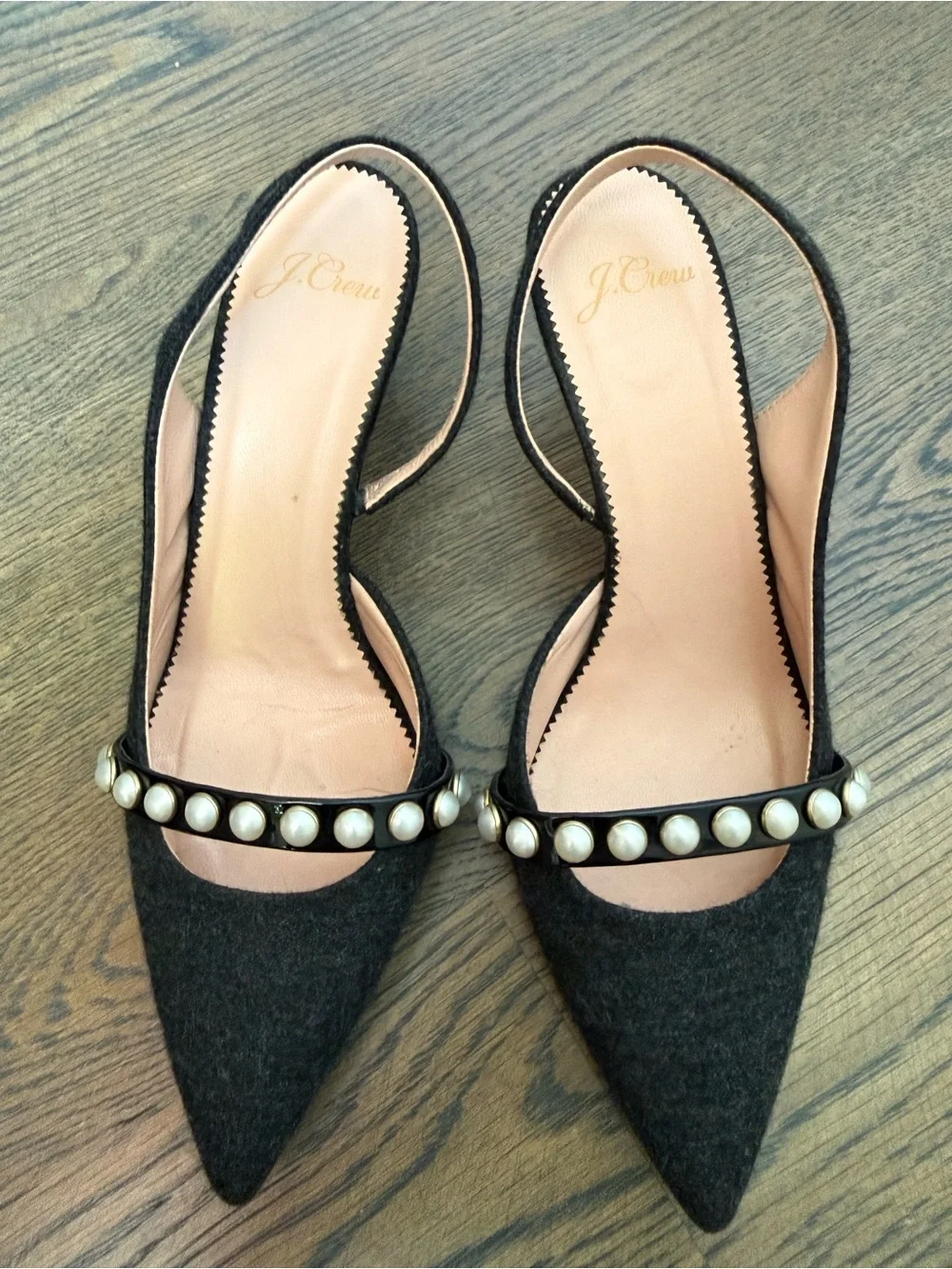 J.Crew Colette slingback d'Orsay pumps in wool fabric and pearl accents. 7.5 - Picture 3 of 5